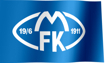 The waving flag of Molde FK with the logo (Animated GIF)