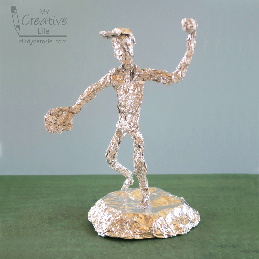 Cindy deRosier My Creative Life Foil Baseball Player Sculpture