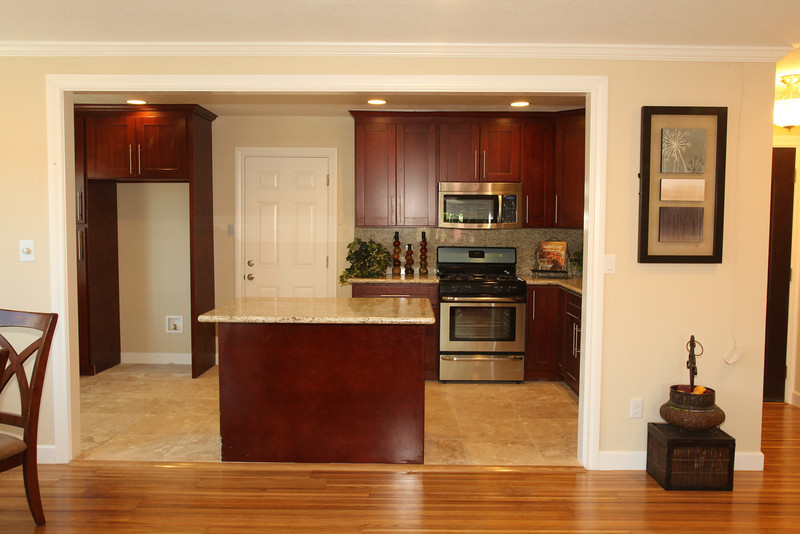 Hong Bo Hardware Supply Dark Cherry Oak Floor, Bay Window