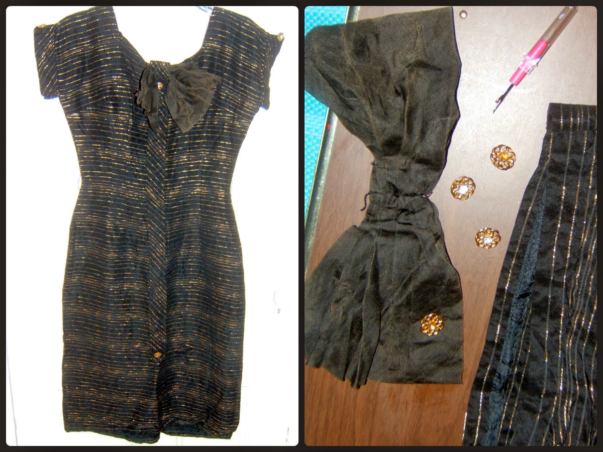 Craft, Thrift, or Die: Refashion: Black and Gold Dress Fix