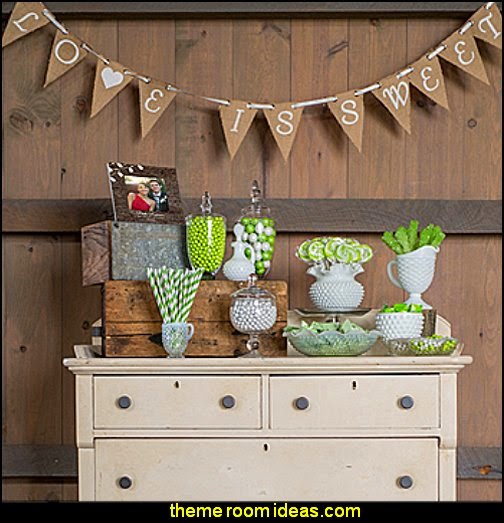 Rustic Romance DIY Candy Buffet rustic style wedding - Shabby Vintage Couture Wedding - Rustic, Recycled & Re-purposed Wedding - vintage inspired romance wedding - woodlands theme - country wedding - Rustic wedding decor - rustic party decor - whimsical vintage decor Rustic Romance DIY Candy Buffet