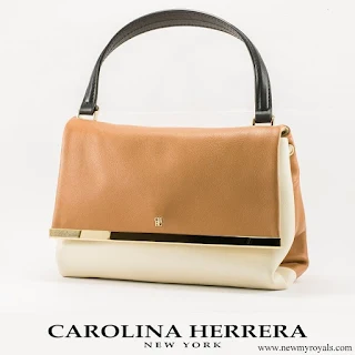 Queen Letizia carried Carolina Herrera Authentic NWT and Authenticity Card Camelot Collection Handbag