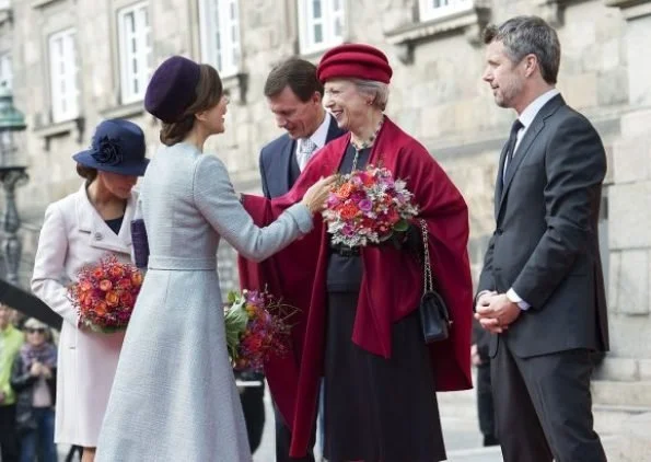 Queen Margrethe, Prince Frederik, Princess Mary, Prince Joachim, Princess Marie, Princess Benedikte at Danish Parliament