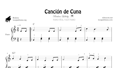 diegosax: Canción de Cuna de Brahms Partitura de la Nana para Piano