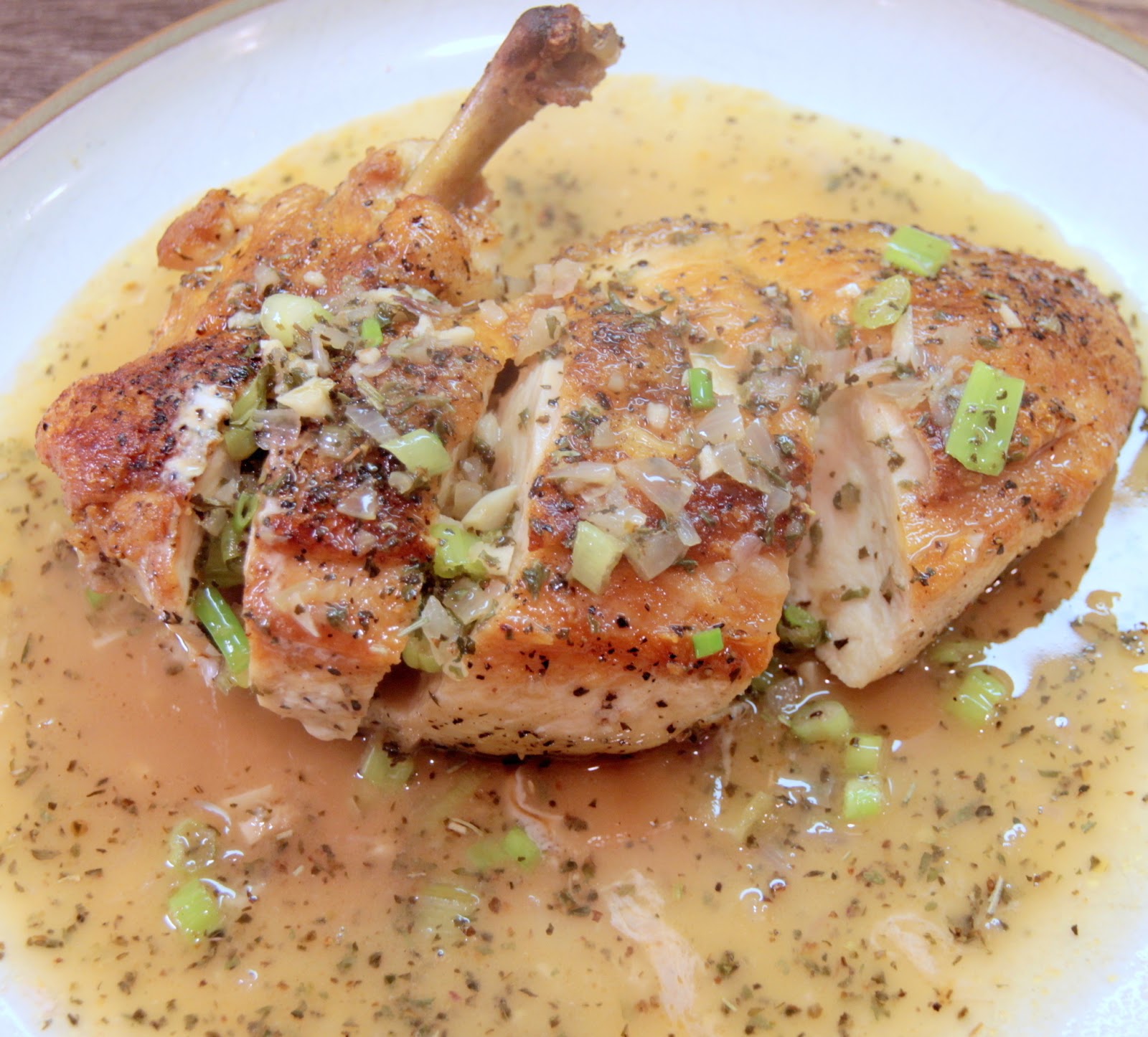 Barr None Recipes Roasted Airline Chicken Breasts in Wine Sauce