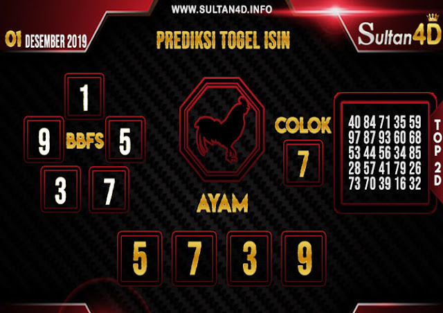PREDIKSI TOGEL ISIN SULTAN4D 01 DESEMBER 2019