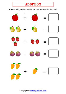 Addition 1-10: Count, Add, and Write the correct number in the box (1