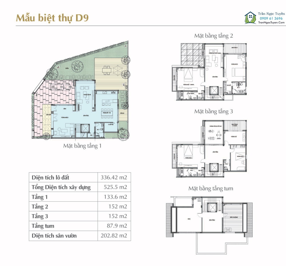 Sol Lake Villa Nam Cường mẫu lô góc D9-336.42m2