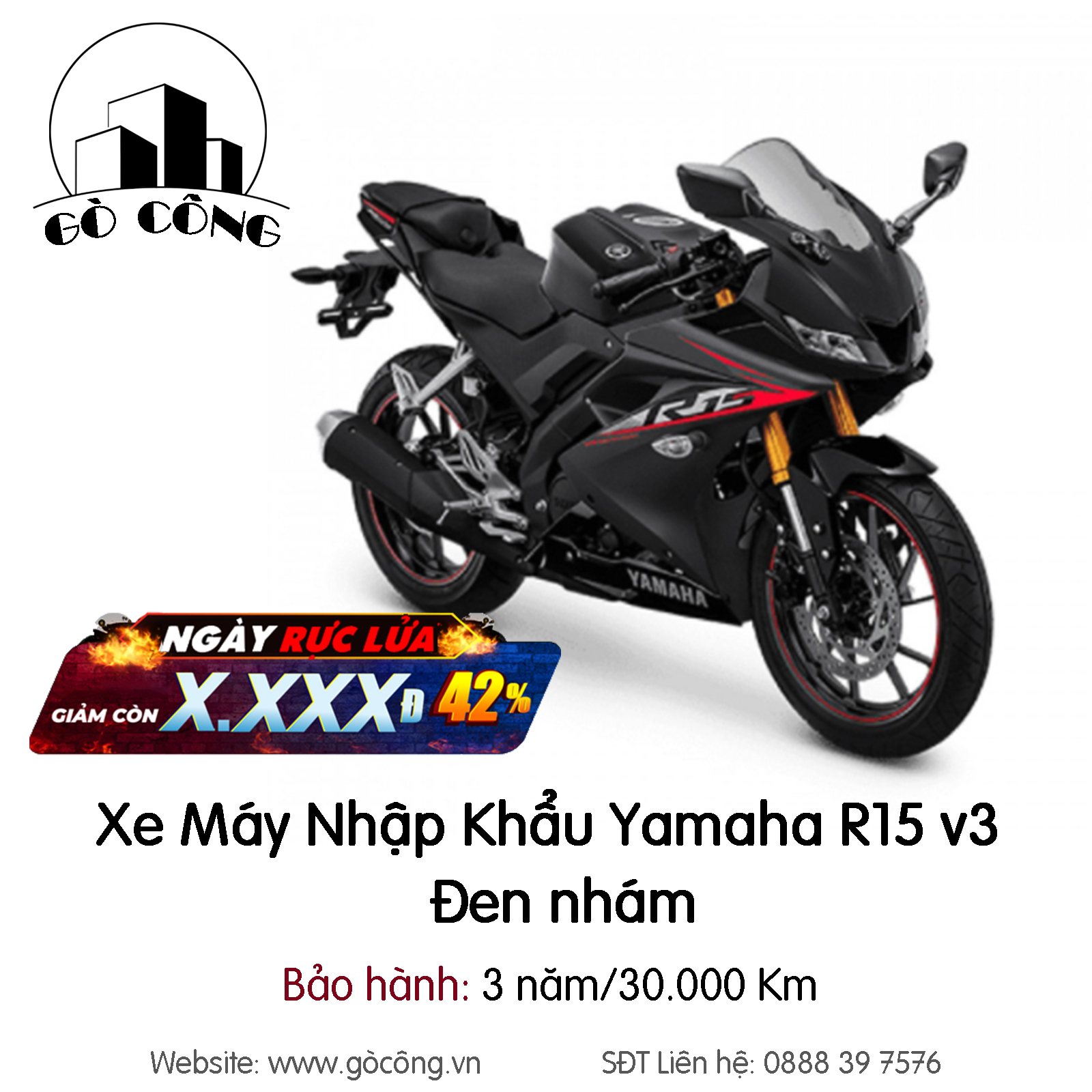 Xe Máy Nhập Khẩu Yamaha R15 v3  Đen Nhám  1Cham  1chamcom