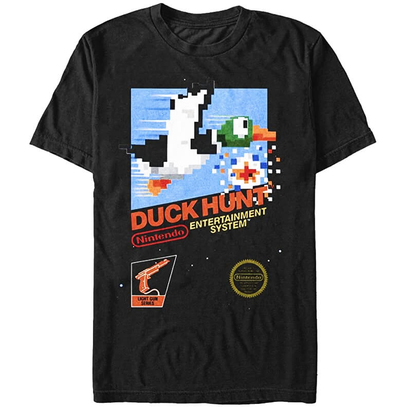 Black T-shirt with NES Duck Hunt Box Art