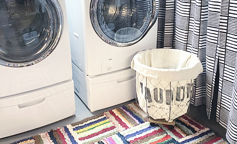 DIY Stenciled Rolling Laundry Basket