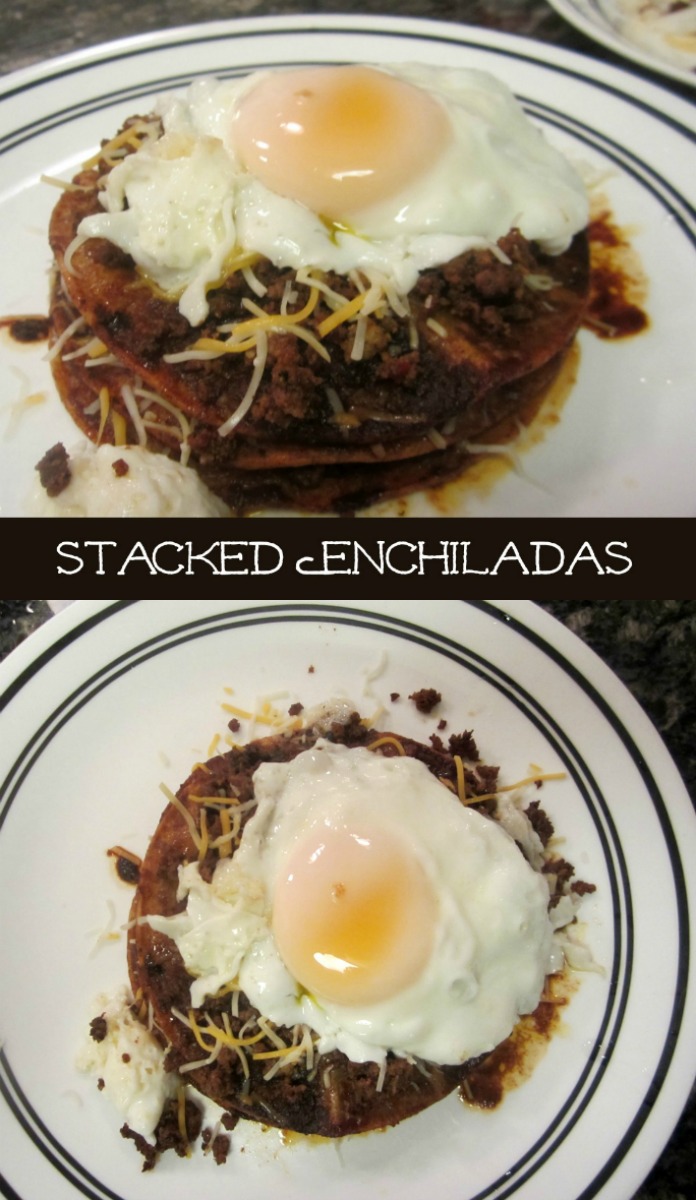 Reviews, Chews & HowTos Stacked Enchiladas with Fried Egg 