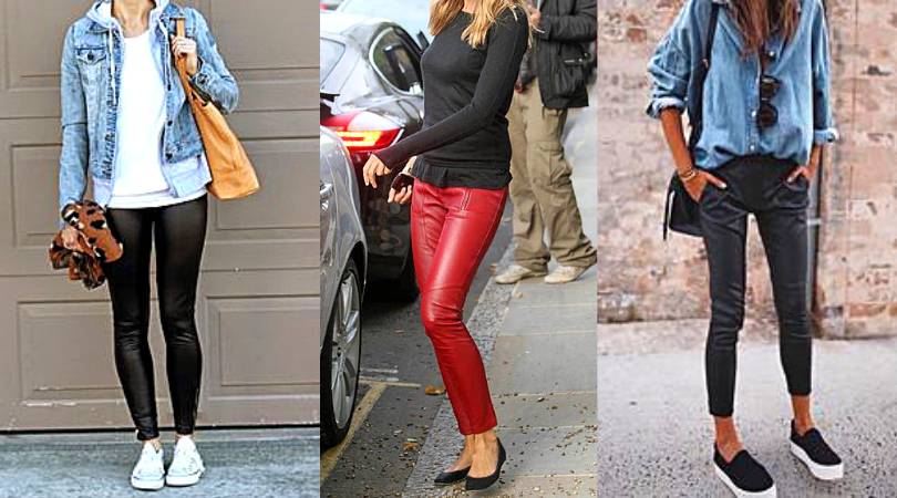 calça de couro com que blusa usar