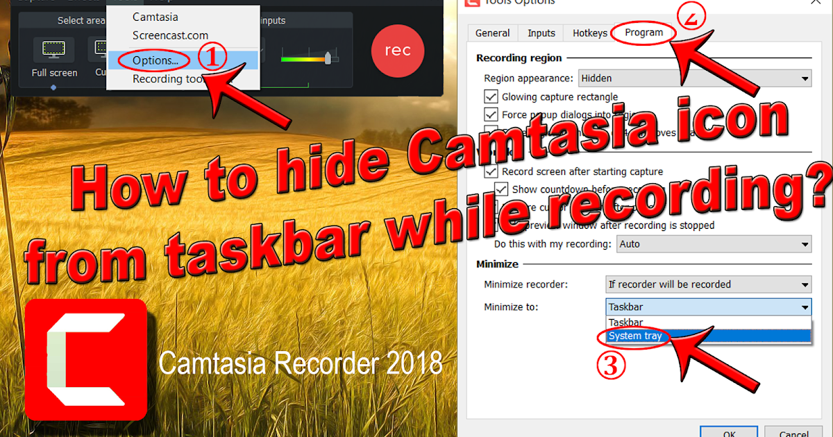 Click-TechTips: How to hide Camtasia icon from taskbar while recording