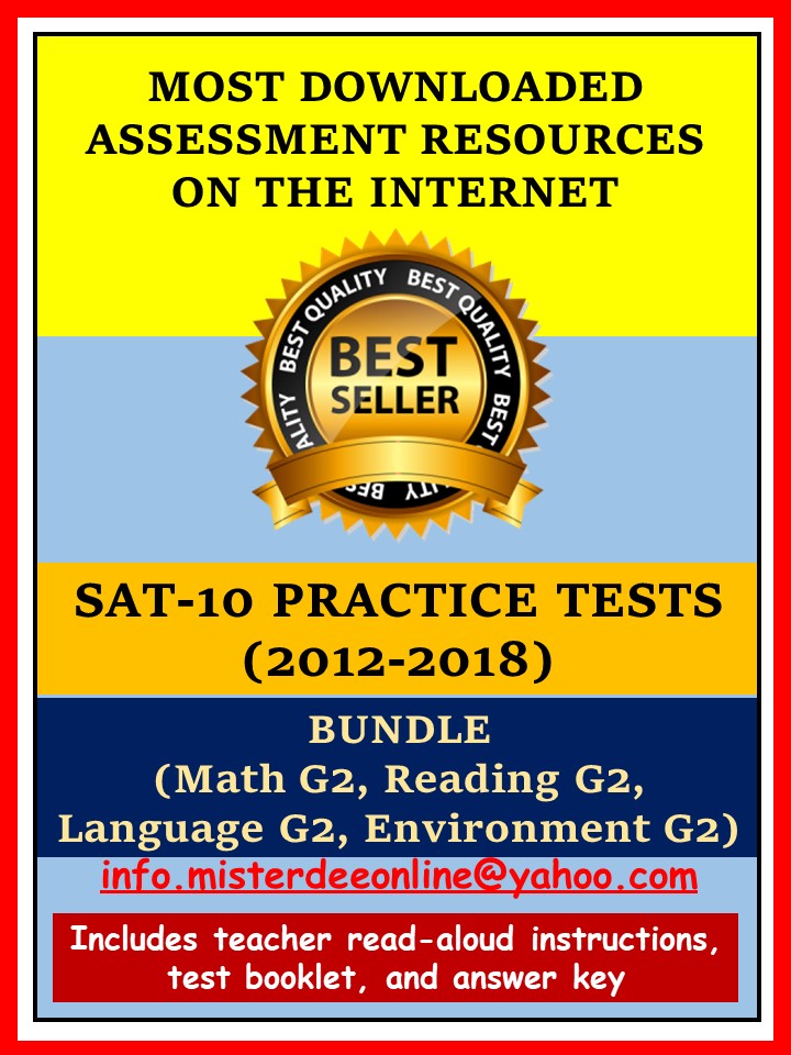 Downloadable SAT10 Practice Tests for KG, Grade 1, and Grade 2 Grade