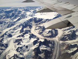 Flying over glaciers in Alaska
