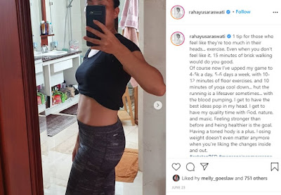 Rahayau Saraswati pamer perut rata di Instagram