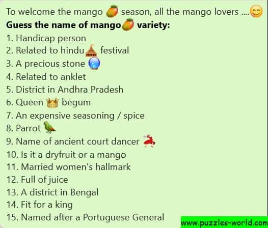 Guess the Name of Mango Variety