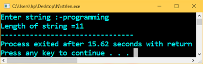 Program in C++ to find the length of string using user define function