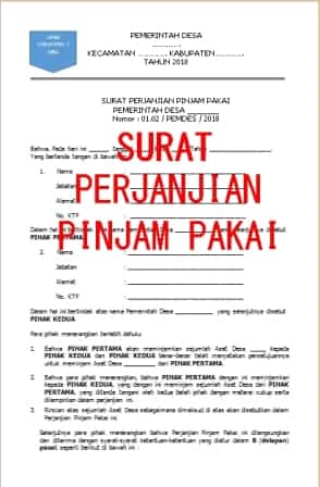 Contoh Surat Pinjam Pakai Barang Inventaris Kantor