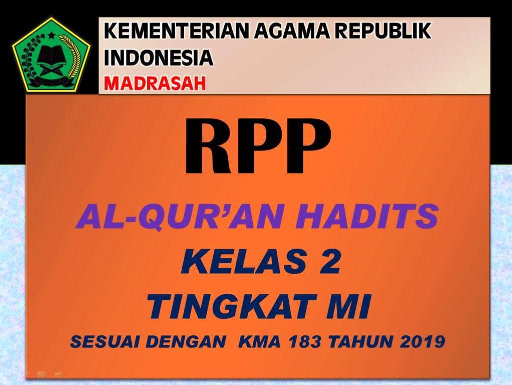 Download Gratis RPP QURDIS Kelas 2 Sesuai KMA 183 Tahun 2019
