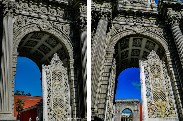 Detalhe dos portões do Palácio de Dolmabahçe, Istambul