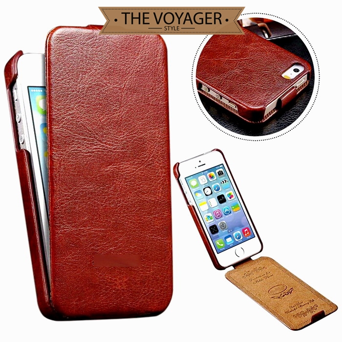 Casing HP Flip Case Cover Vintage Leather Case iPhone 5 5s Kulit