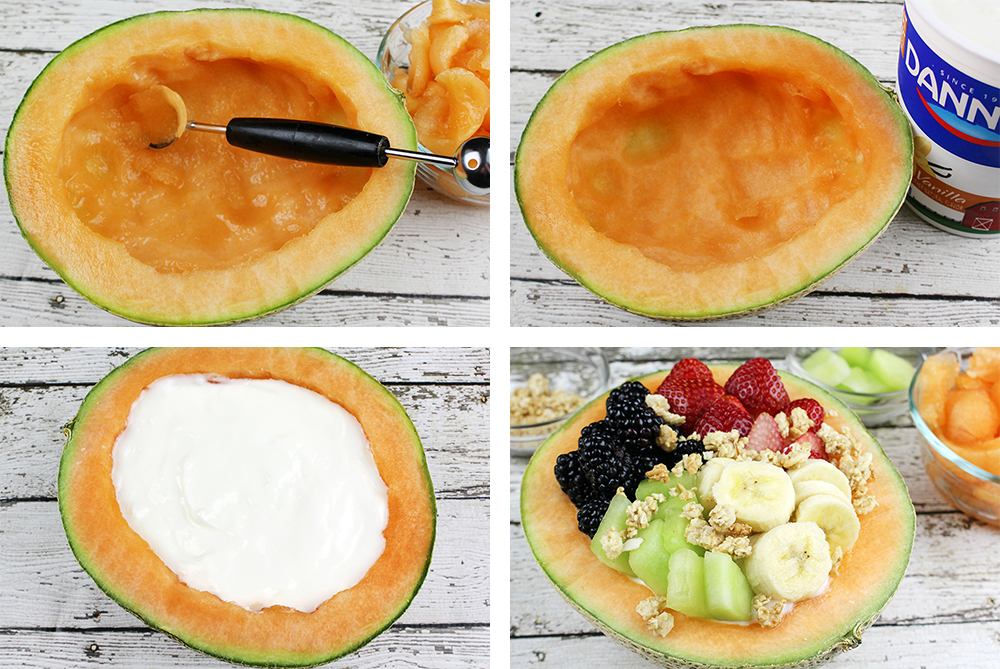 Southern Mom Loves Yogurt and Fruit Cantaloupe Boats