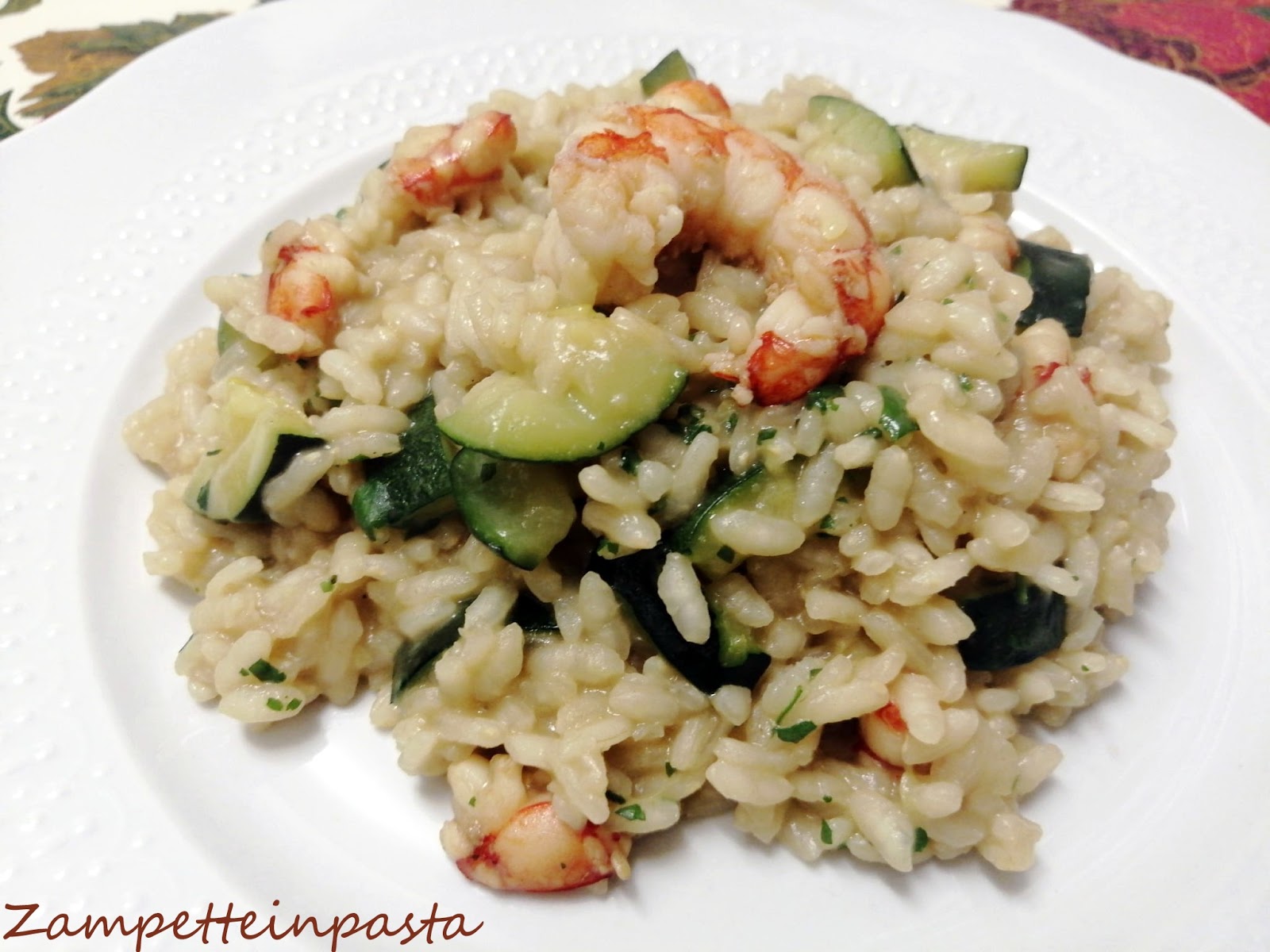 RISOTTO CON GAMBERI E ZUCCHINE ZAMPETTE IN PASTA