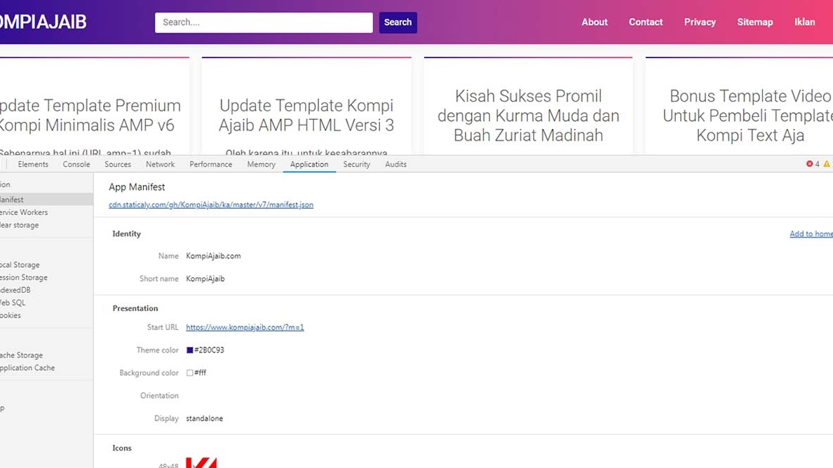 Manifest json file. Manifest json file