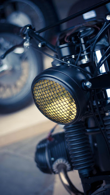 Motorcycle upholstery round headlights