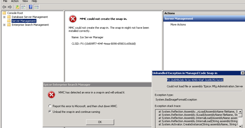 EpicorTips Epicor E10 Administration Console 'MMC could not create the