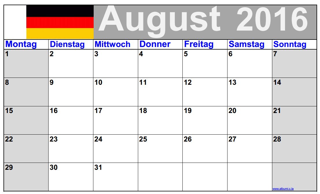 16 Blank Calendar Calendar En Www Albumi C La Deutsch August 16 Kalender Mit Noten Grosse Ziffern