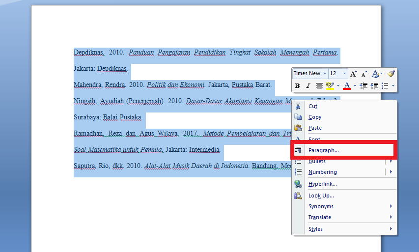 Cara Merapikan Daftar Pustaka di Microsoft Word - Blogger Toraja