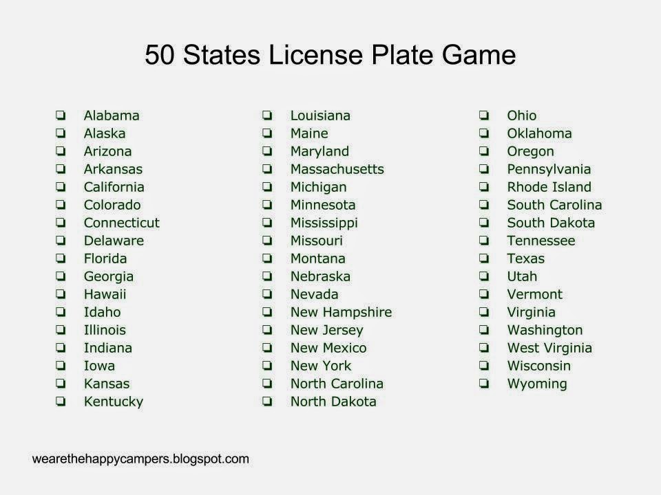 We Are The Happy Campers Road Trip Game 50 State License Plates
