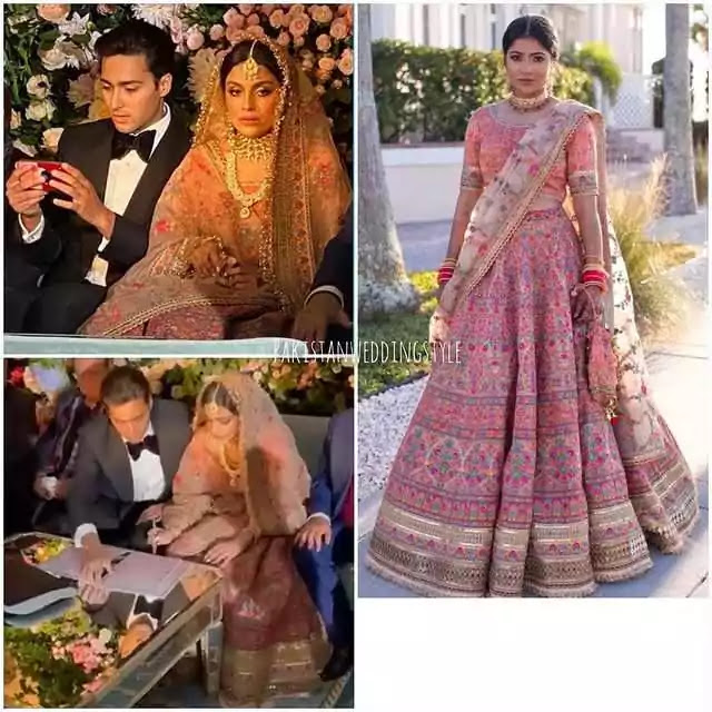Ayesha saif wore Sabyasachi Mukherjee bridal lehenga on her nikah