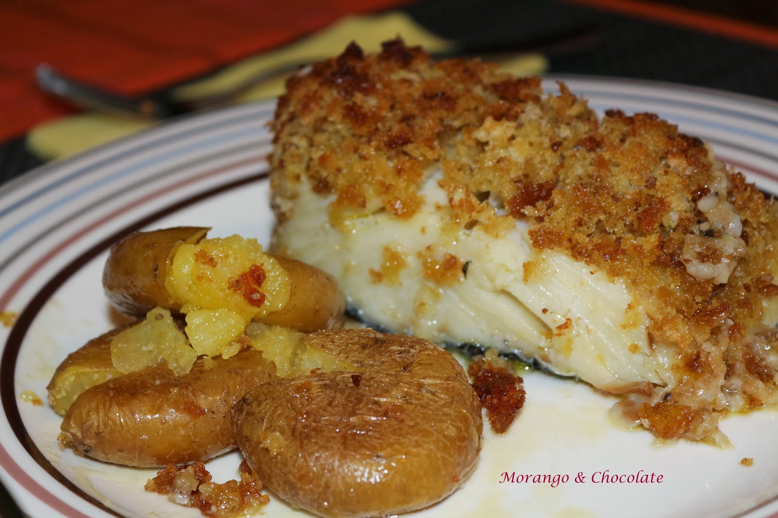 Morango & Chocolate Bacalhau assado com Batatas a murro