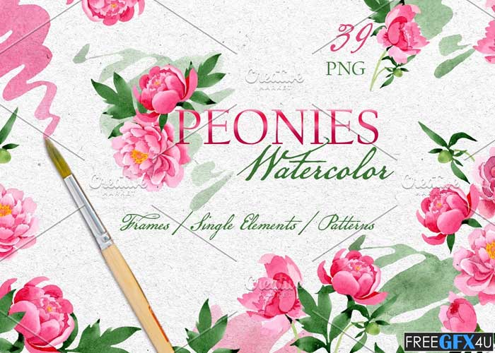 CreativeMarket - Bouquet of pink peony moment of joy Bouquet of pink peony moment of joy