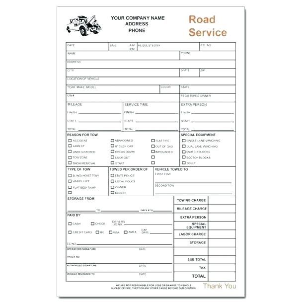 Fake Tow Truck Receipt - Invoice Template