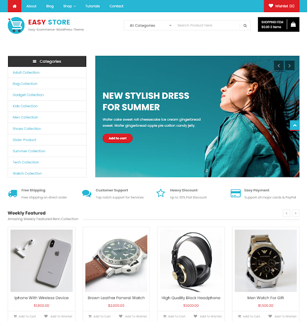 Easy Store | Top 10 Best Free Ecommerce Themes For WordPress Online Store