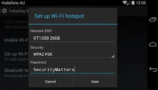 setting password wifi android