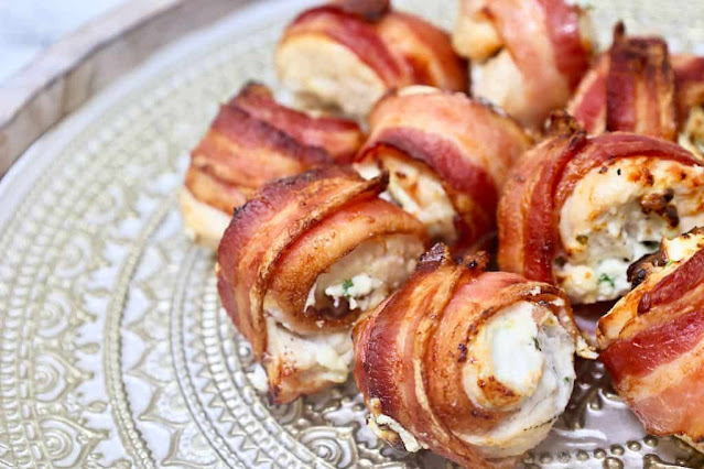 Air Fryer Bacon-wrapped Stuffed Chicken Breast