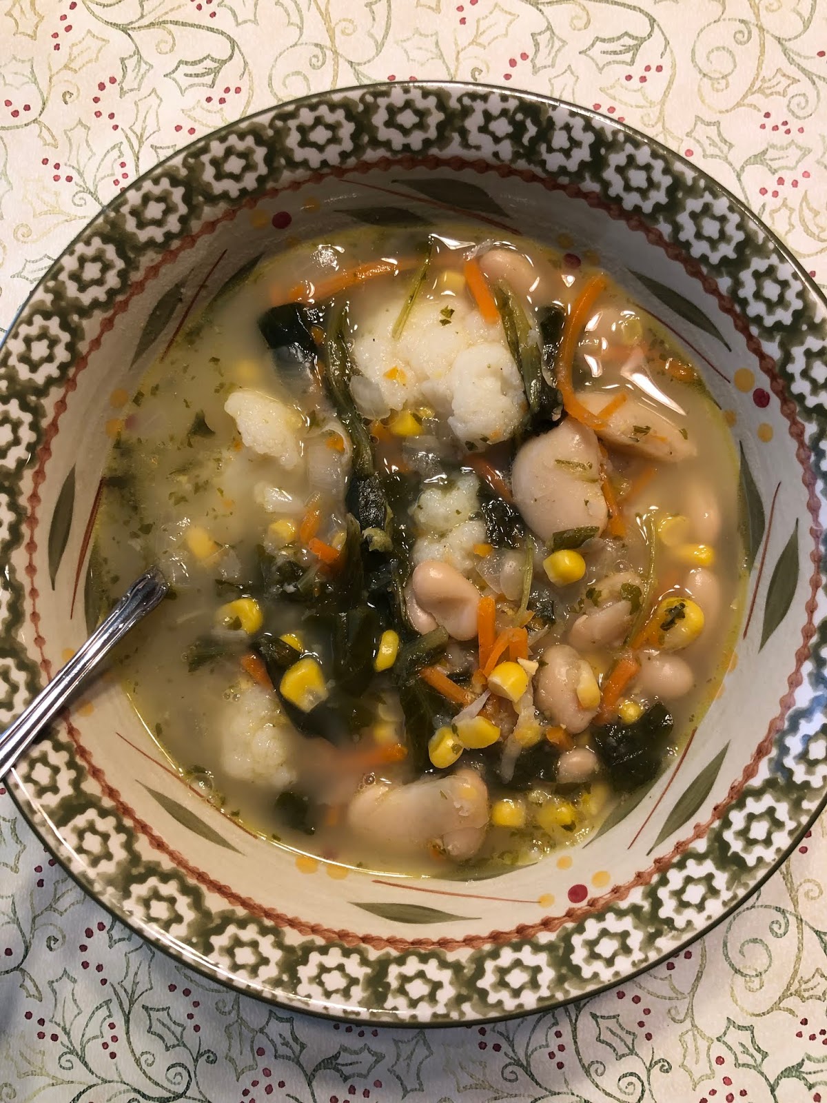 White Bean, Corn, Carrot, Cauliflower & Kale Soup from WW