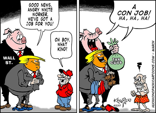 Frame One:  Donald Trump and a pig in a business suit labeled 