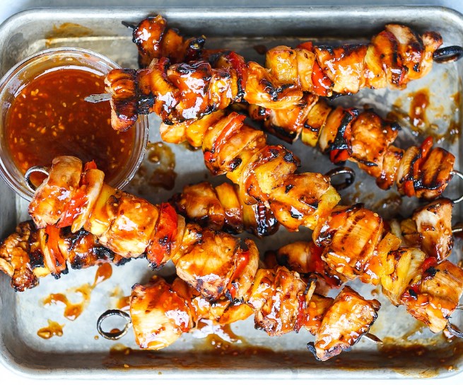 BBQ Chicken Bacon Pineapple Kabobs recipes grilled
