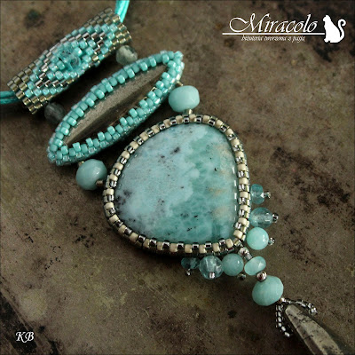 wisior z larimarem i apatytem, larimar pendant