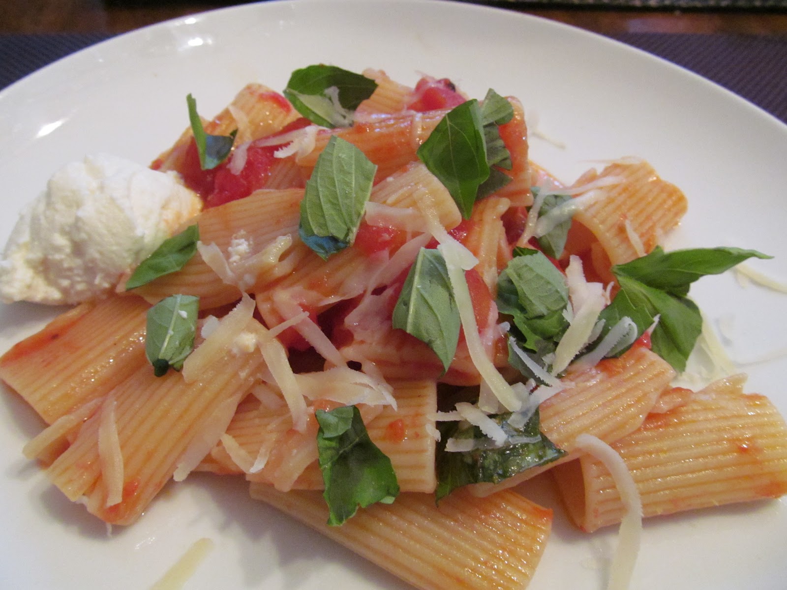 For the love of dinner Rigatoni with Tomato Sauce and Ricotta