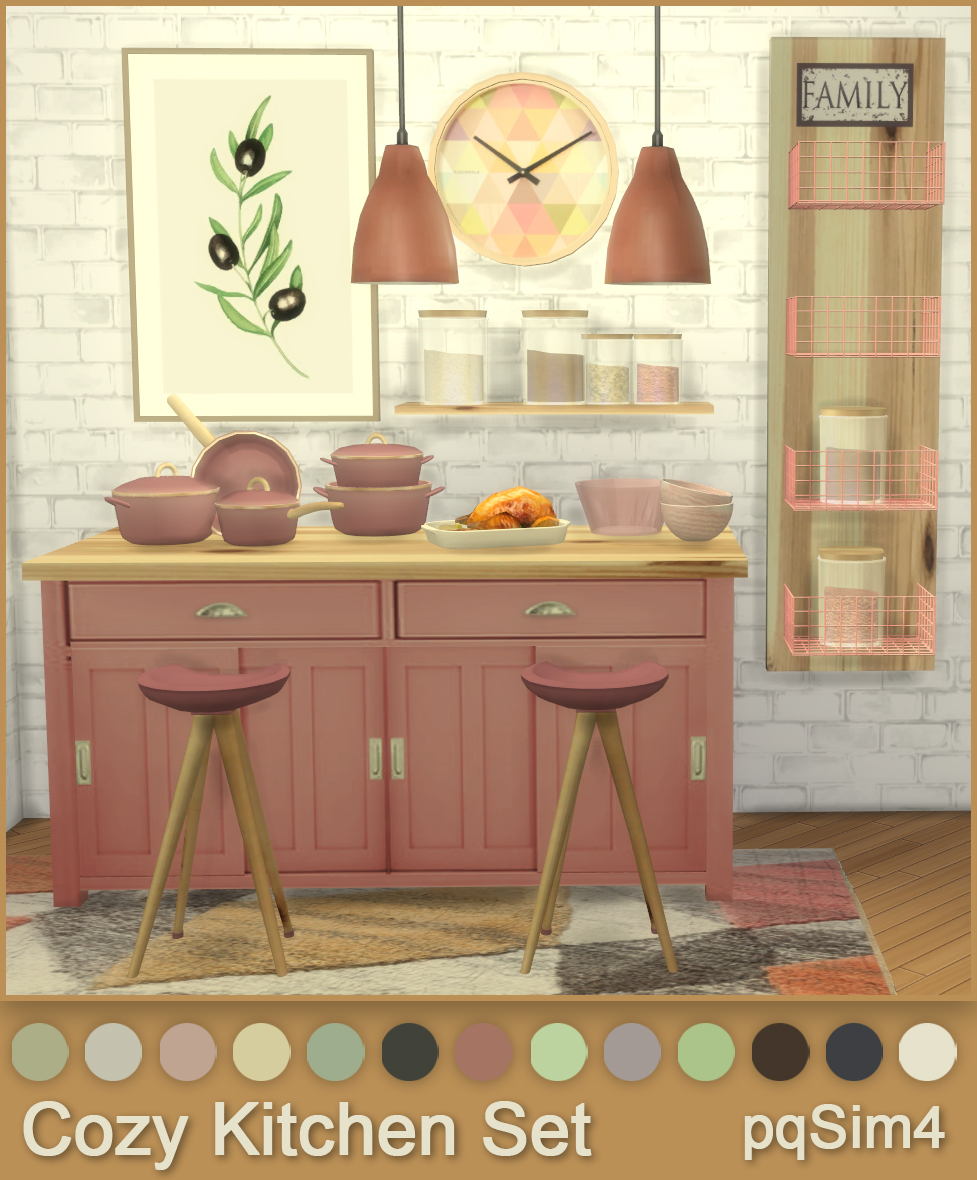 Cozy Kitchen Set. The Sims 4 Custom Content.