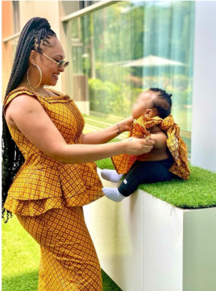 You are my Anchor- Rosy Meurer says as she shares photos of she and her son rocking their ankara wear (Photos)