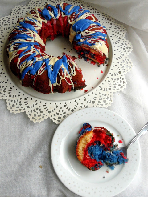 Tri Colour Bunt cake, Patriotic bundt cake